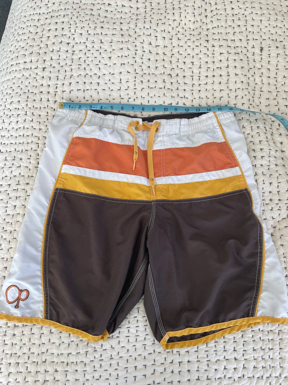 OP Men’s Colorblock Swim Shorts in Brown, Orange & Yellow